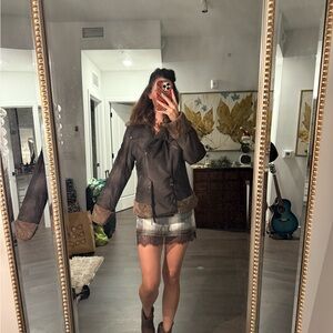 Dolce & Gabbana Brown Bomber Jacket with Shearling Trim